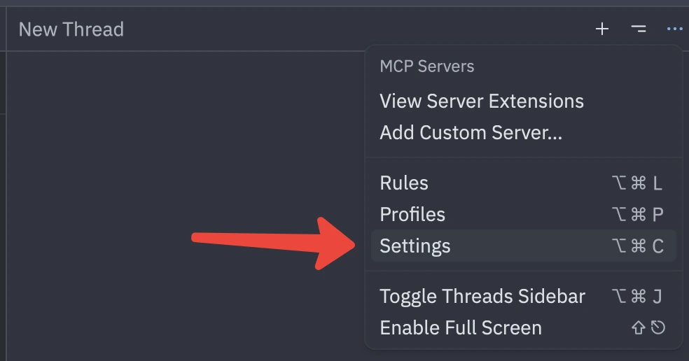 Кнопка Settings
