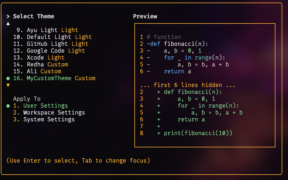 Пример пользовательской темы